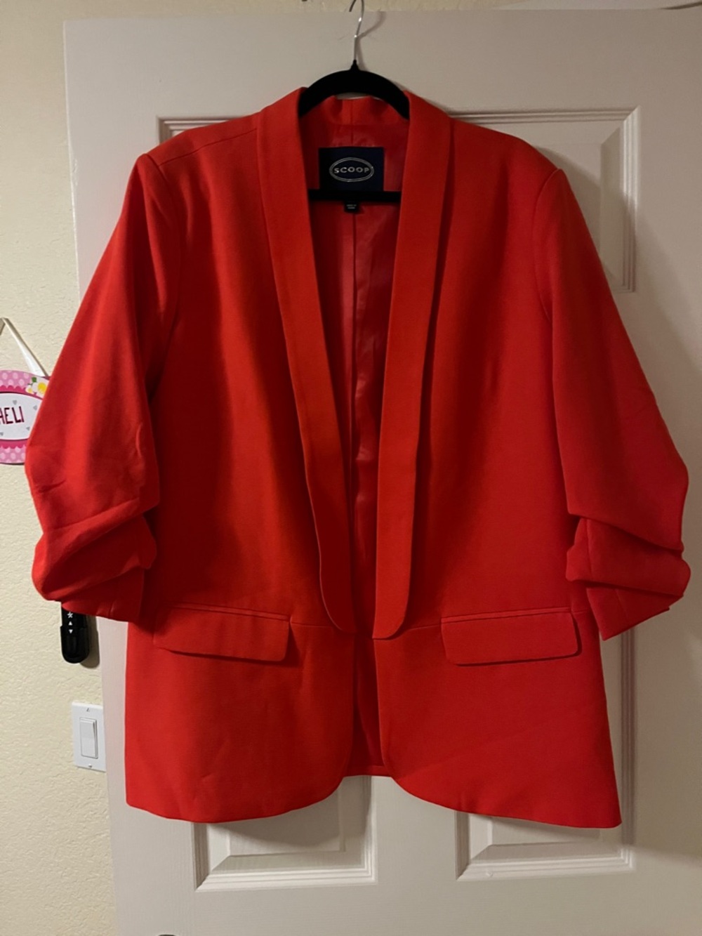 Scoop Open-Front Orange Blazer Jacket